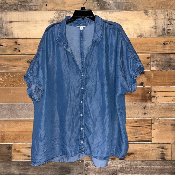 Terra & Sky Tops - Terra & Sky Denim Blue Top